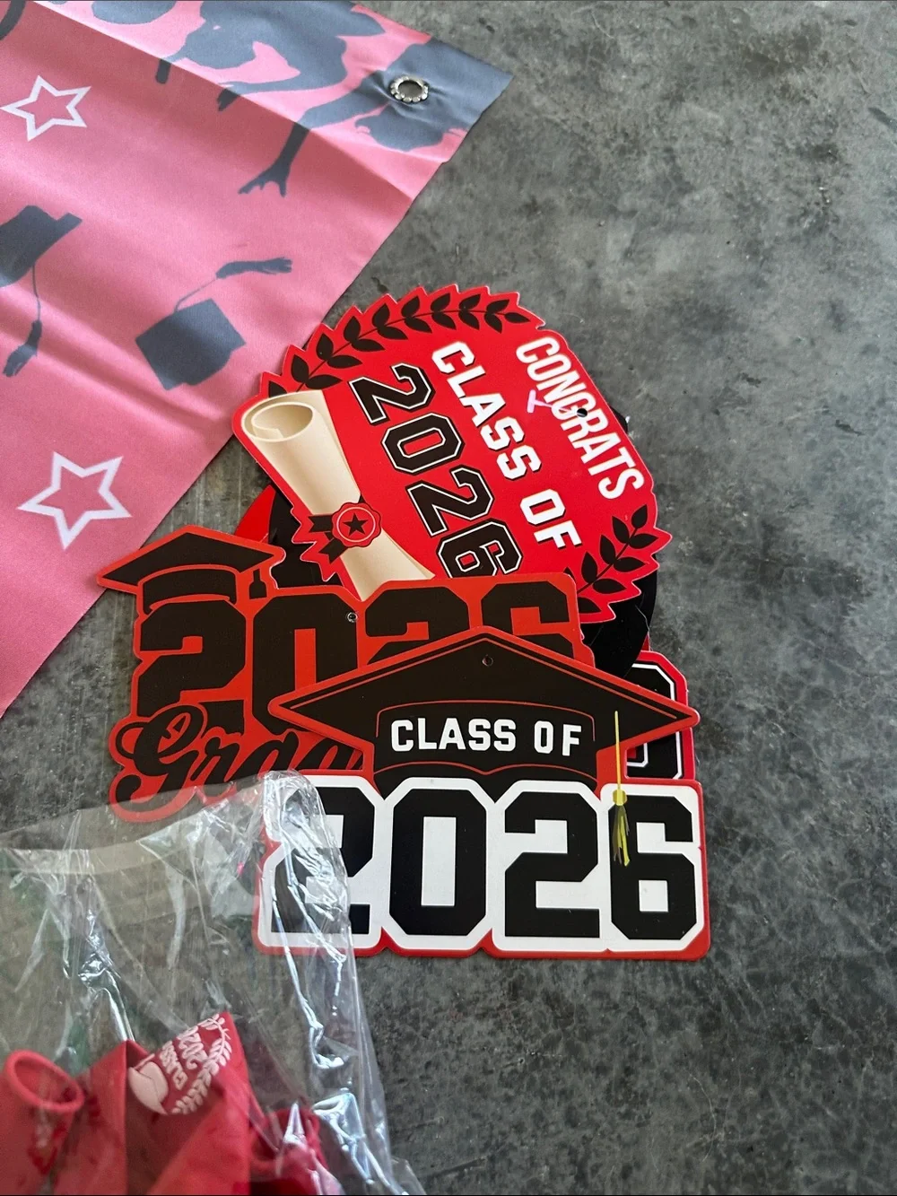 Graduation Party Supplies Bundle - Red, Black & Gold all class of 2026 stuff